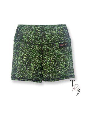 Peachy Athletic NWT Halcyon Bike Crossfit Gym Shorts Green Animal Print Medium